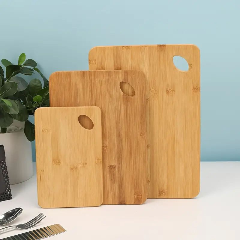 3 Pcs Slim Bamboo 24x34cm & 20x30cm Cutting Boards & 14x22cm Serving Tray