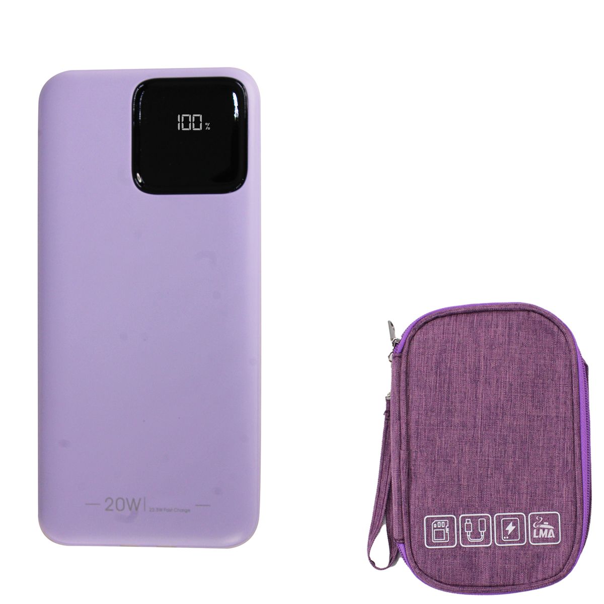 10000mAh Slim Fast Charger PD & QC 22.5W Cabled Power Bank with Carry Pouch