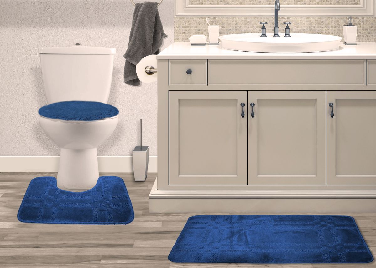 50x80cm 3 Piece Turkish Toilet Cover & Mat Set with PVC Non-Slip Backing