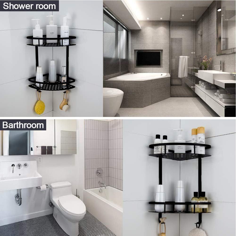 LMA Silver Wall-Mount Corner Shelf 2 Tier Shower Rack