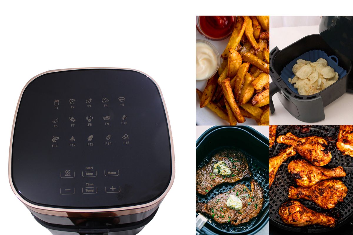 6 Litre 1400W Digital Air Fryer with Touch Control & 3 Silicon Utensils