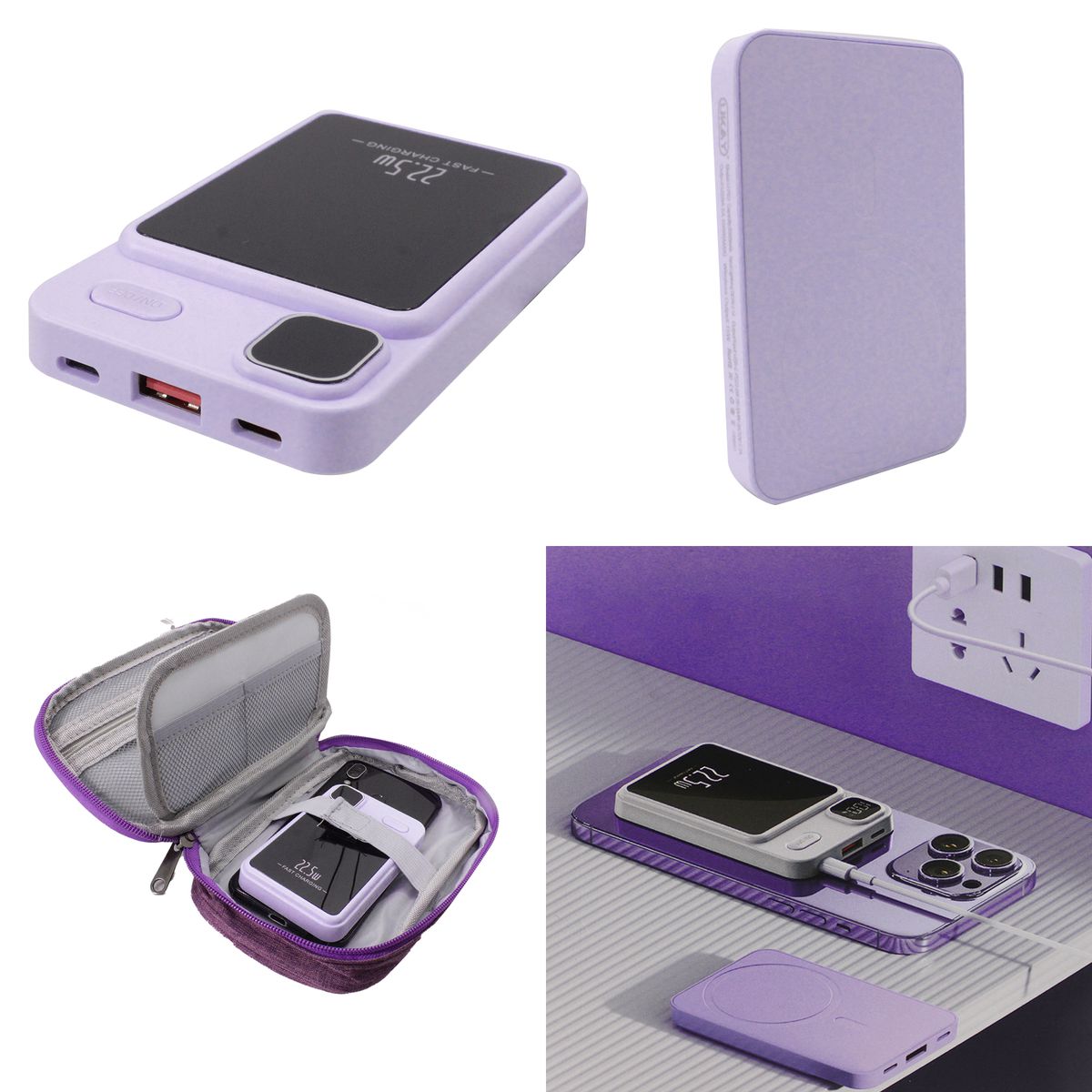 10000mAh 22.5W Magnetic Wireless Fast-Charge Power-Bank & Carry Pouch