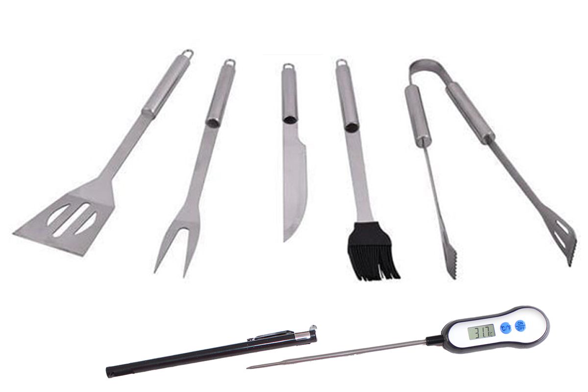 LMA 6 Piece Braai Master Meat Thermometer & Stainless Steel Utensil Set