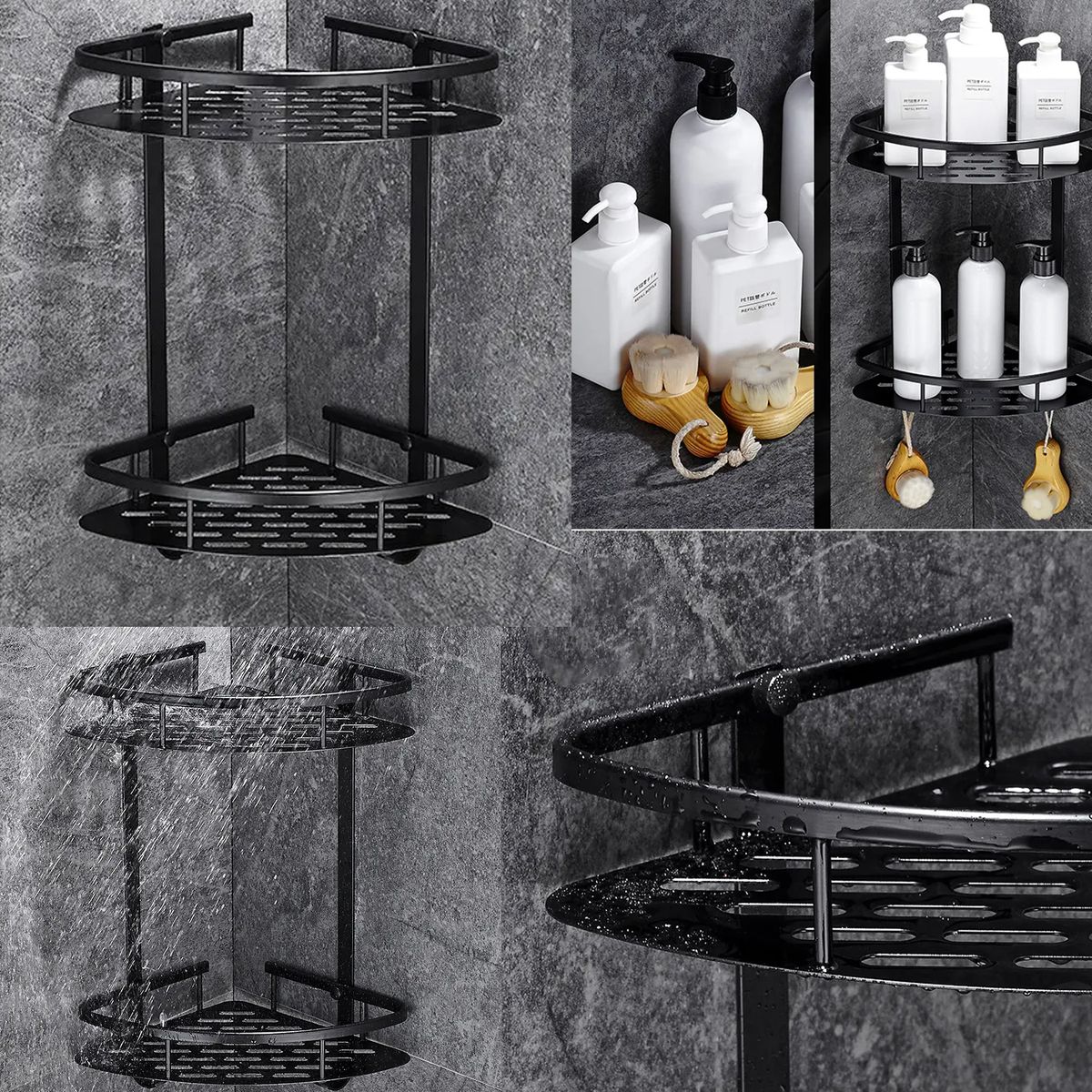 LMA Silver Wall-Mount Corner Shelf 2 Tier Shower Rack