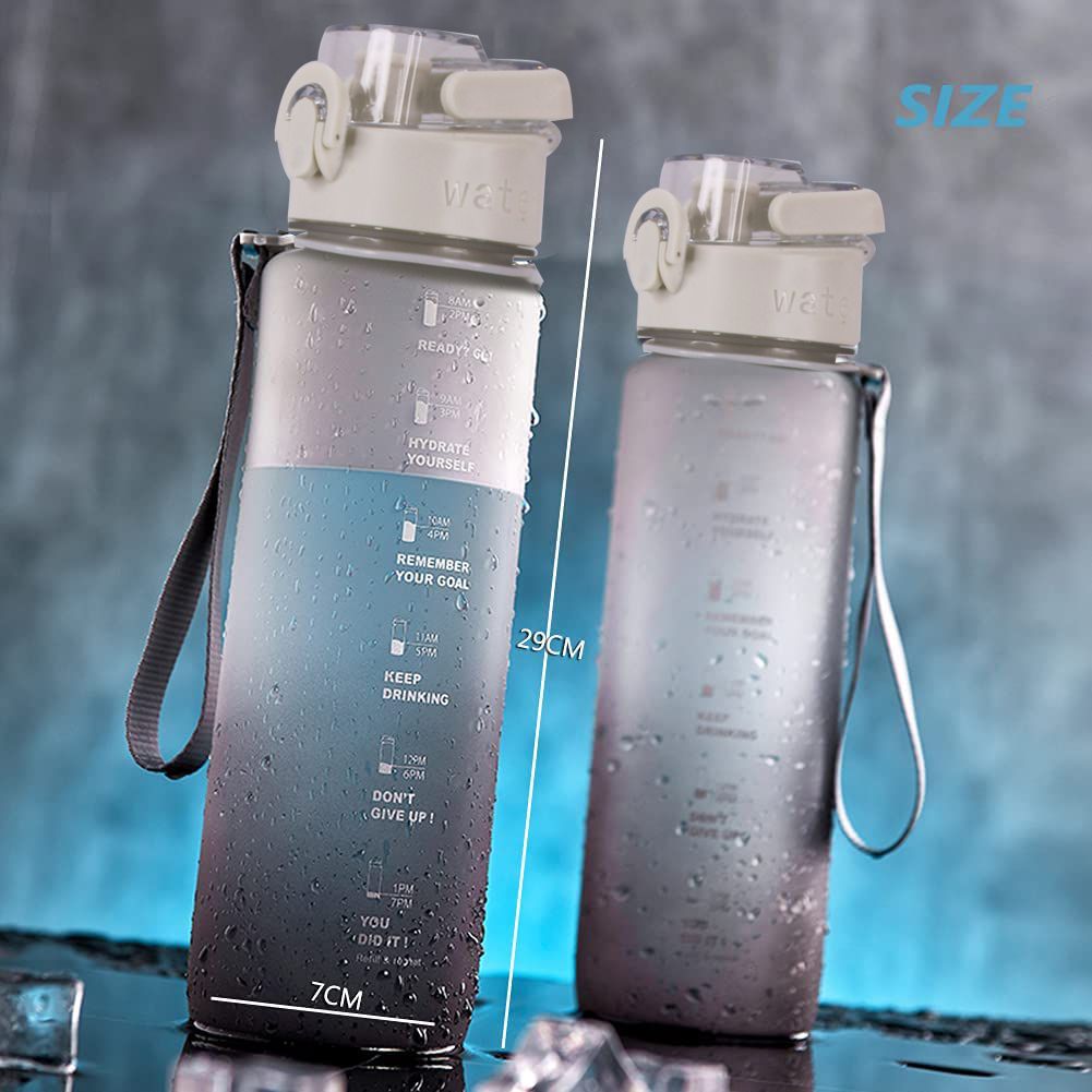 Motivational Pastel Water Bottle with Quotes and Time Markers - Green - 1 Litre