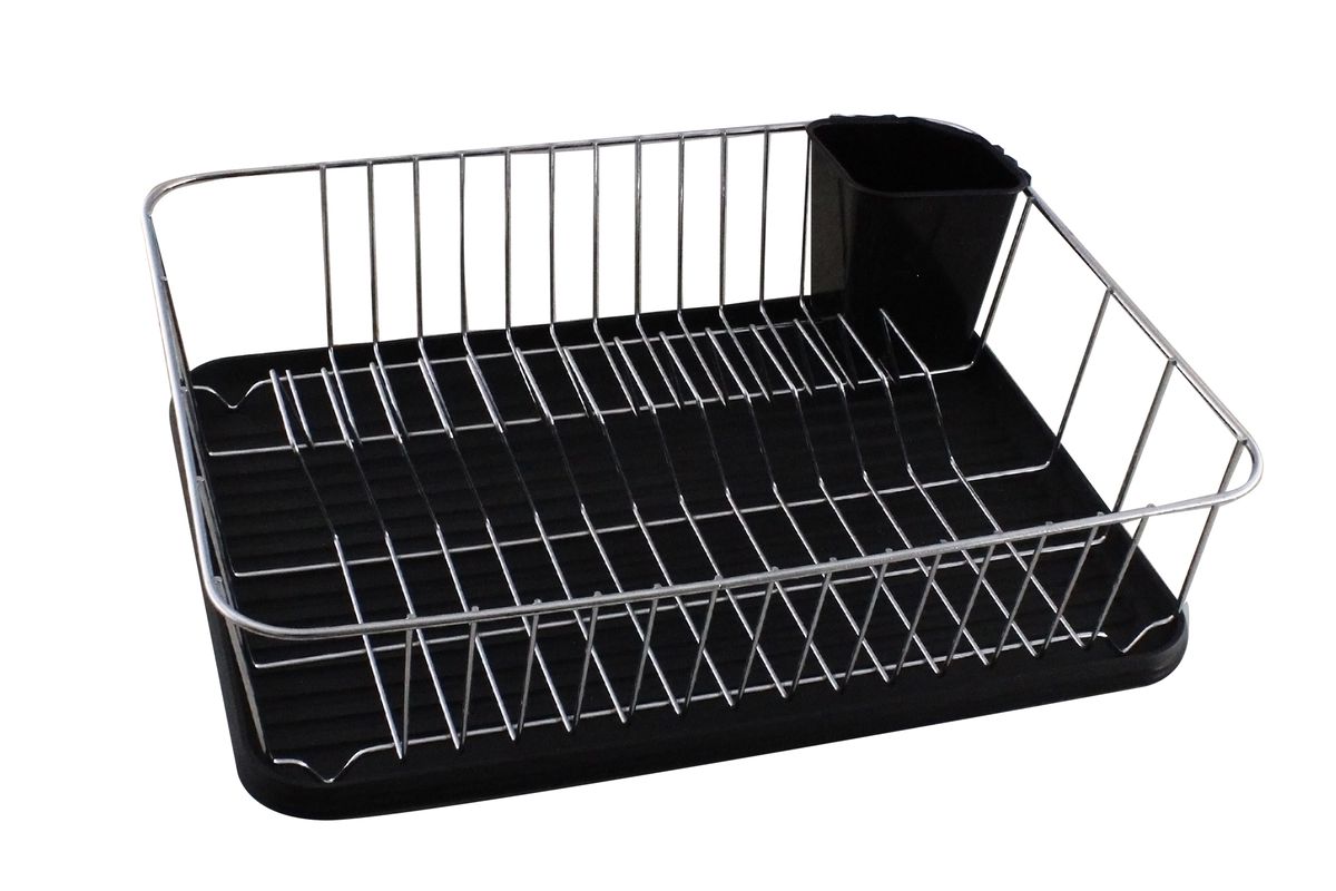 Stainless Steel Draining Dish Rack with Drip Tray and Cutlery Drainer