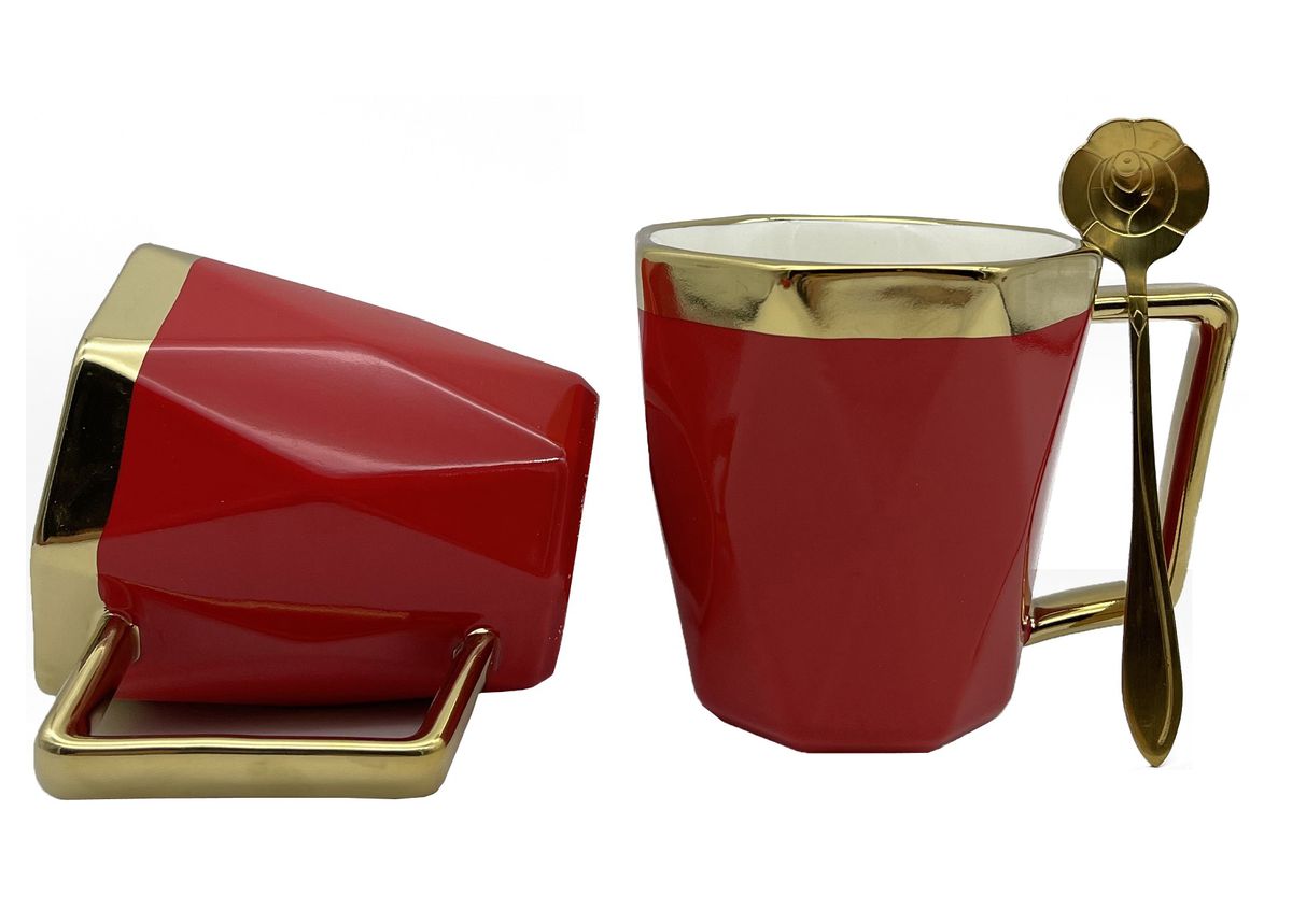 Elegant King 5-Piece Mug Set Diamond Burgundy