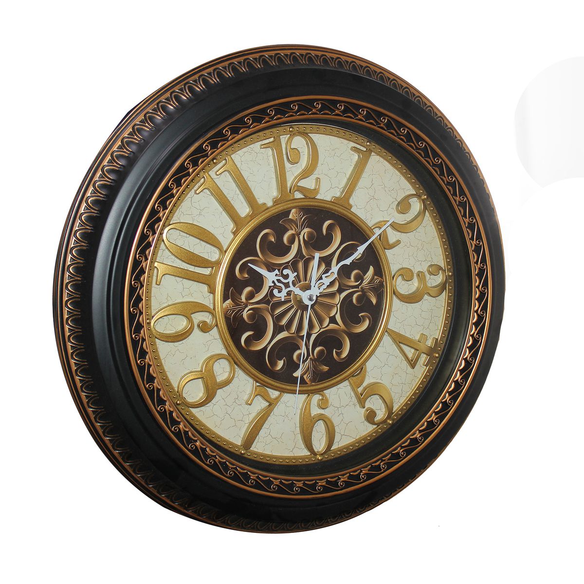 Ornate Border Round Wall Clock with Anrique Motif - 006