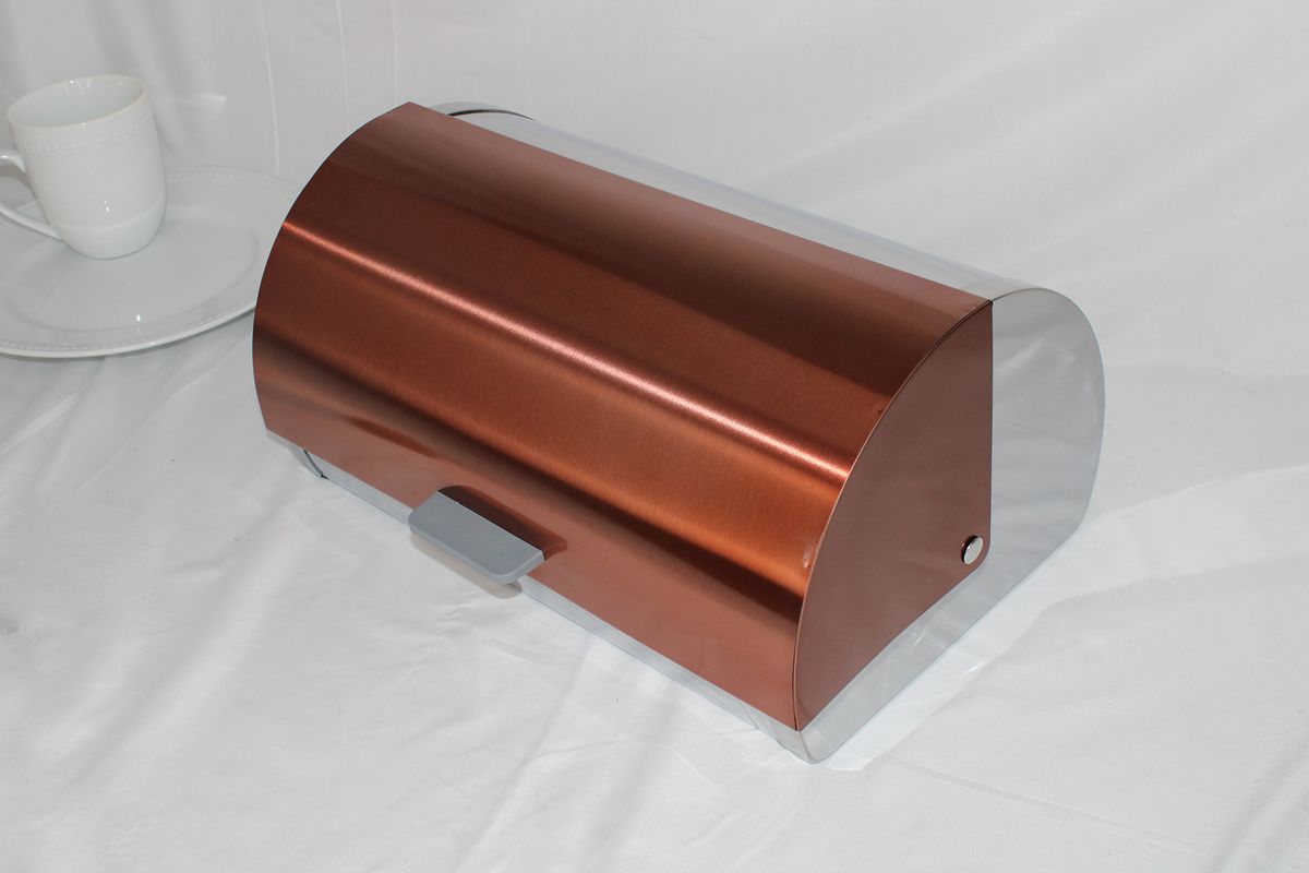 Metallic Copper Bread Bin with Polished Mirror Finish Body - Double Loaf