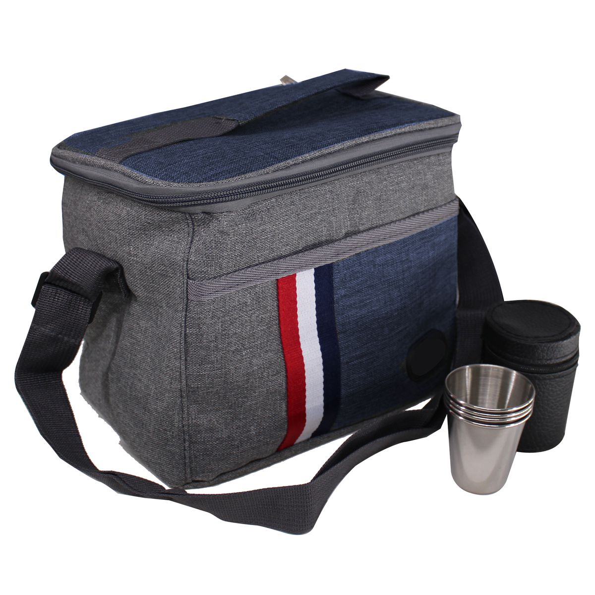 7 more 8 Liter Insulated Lunch Cooler Bag & 4 x 80ml S. Steel Travel Cups In Pouch