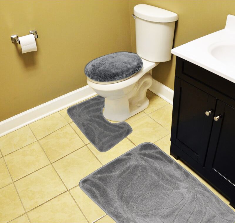 50x80cm 3 Piece Turkish Toilet Cover & Mat Set with PVC Non-Slip Backing