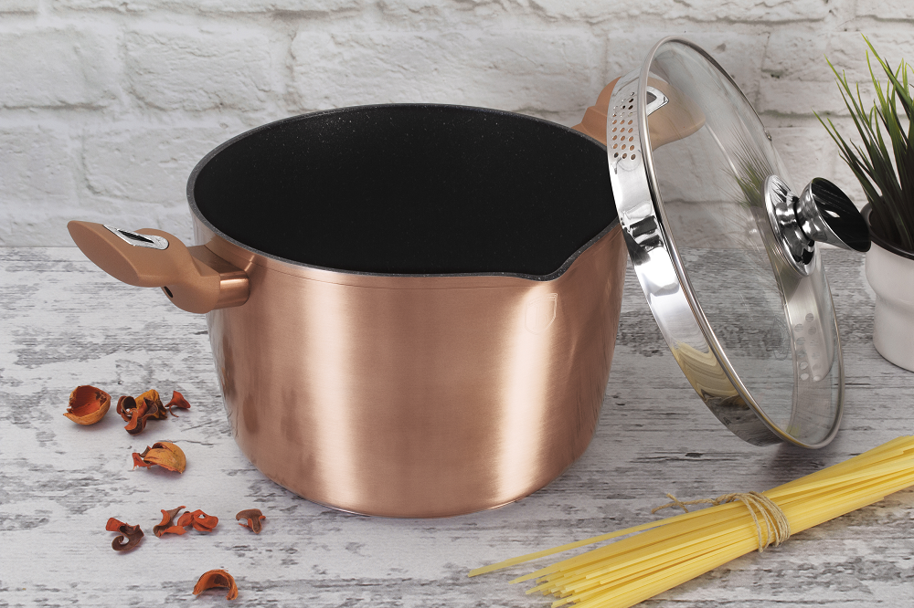 Berlinger Haus 24cm Marble Coating Pasta & Rice Stock Pot - Rose Gold