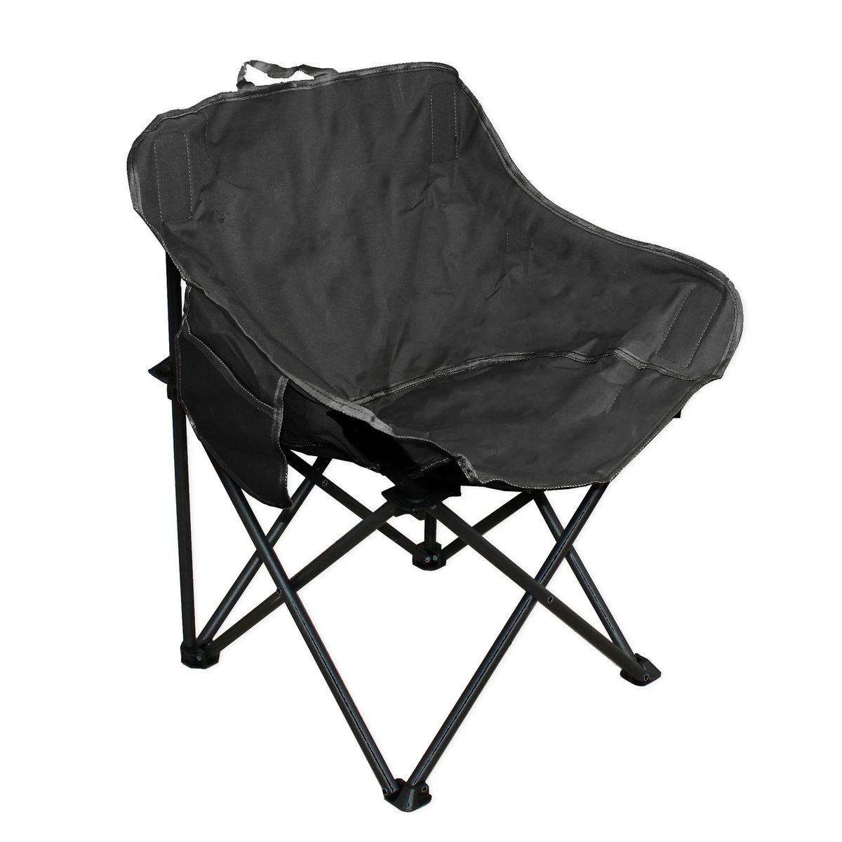 Half Moon Metal Frame Folding Camping Chair with Side Pocket
