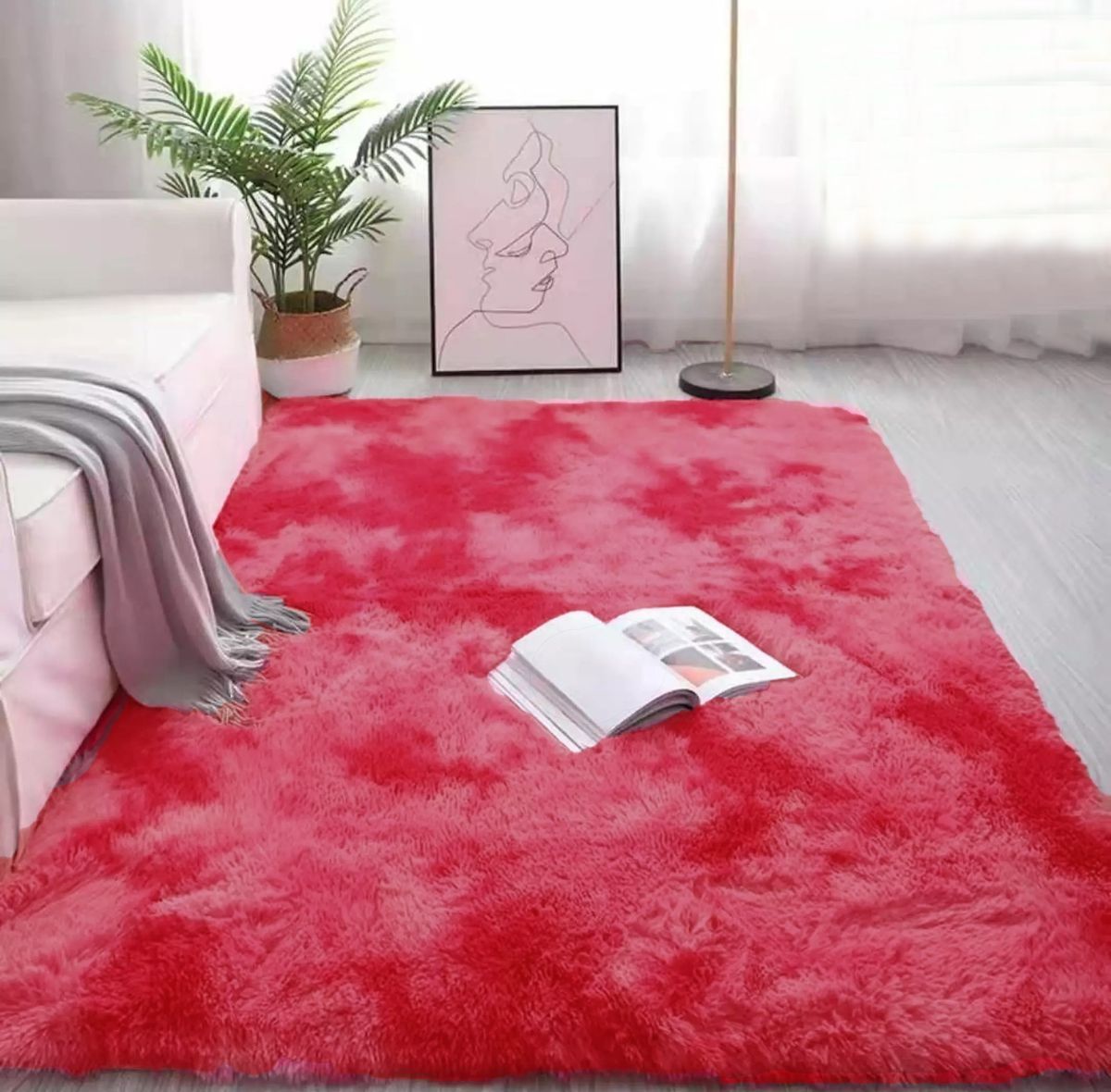 150 x 180cm Plush Two Tone Fluffy Carpet - Shaggy & Foldable Rugs