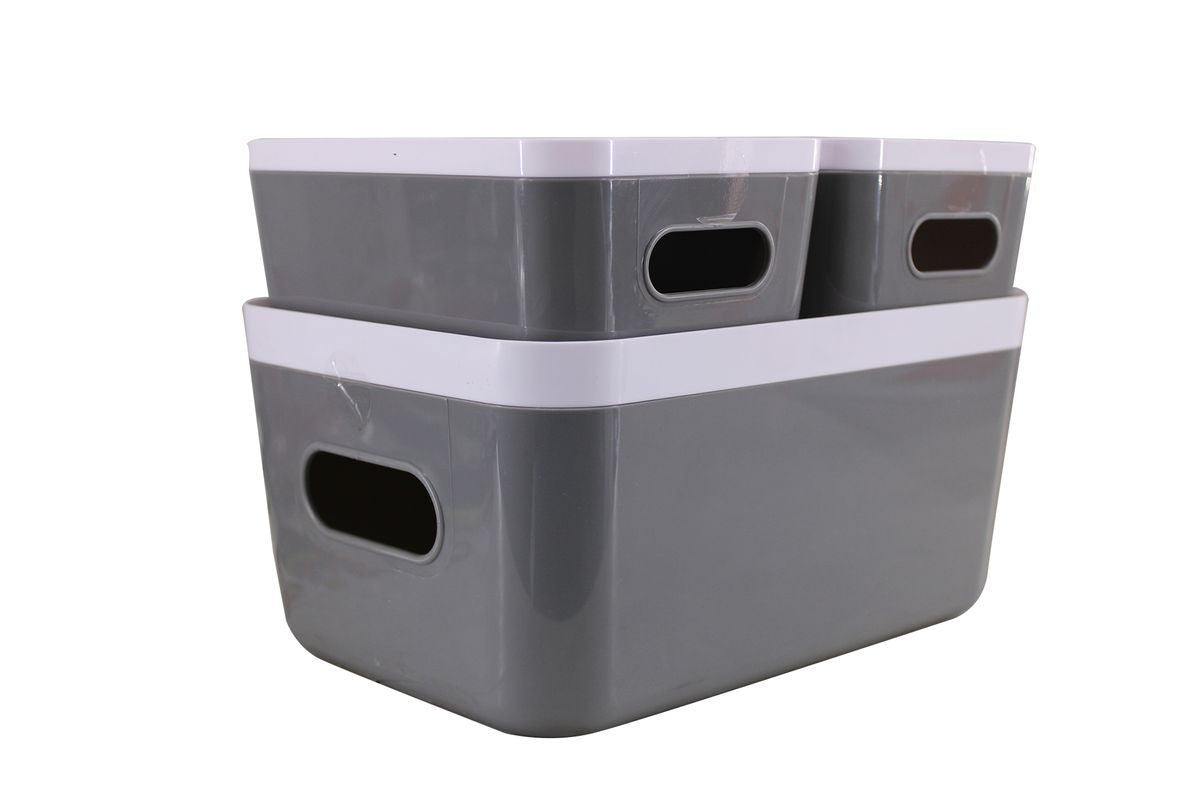3 Piece Multifunction Bed Bath & Kitchen Stoarge Bins with Deep Dish Lids