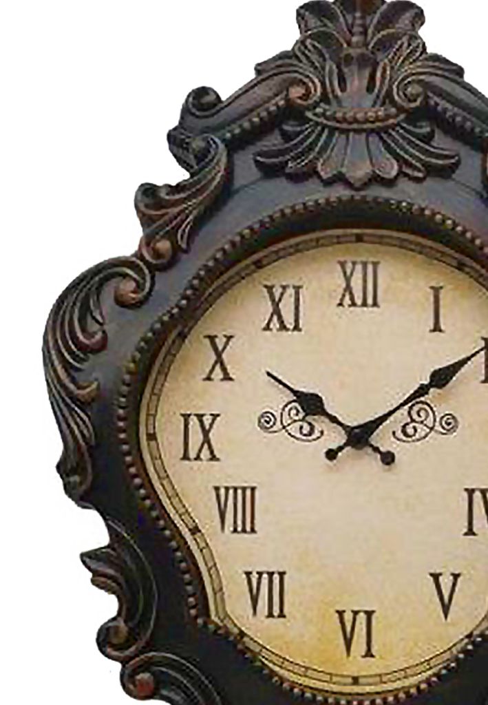 Vintage 70cm Ornate Quartz Wall Clock with Pendulum - Rustic Black Bronze