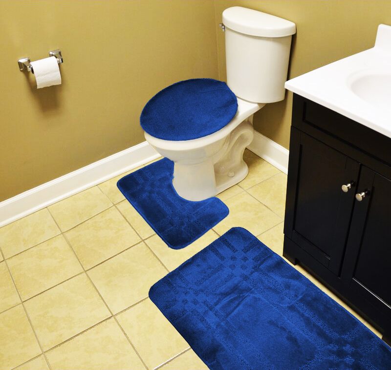 50x80cm 3 Piece Turkish Toilet Cover & Mat Set with PVC Non-Slip Backing