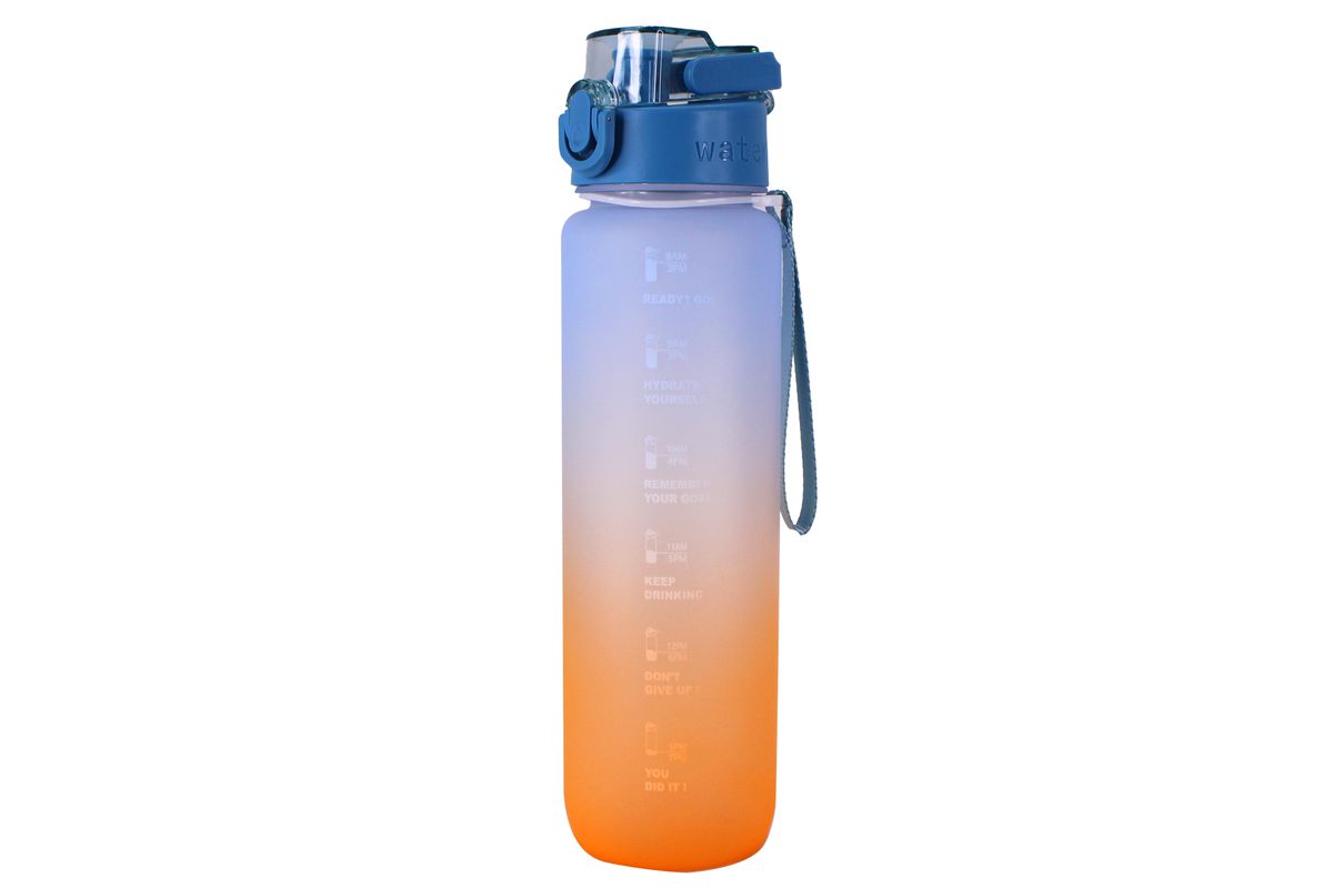 Motivational Pastel Water Bottle with Quotes and Time Markers - Green - 1 Litre