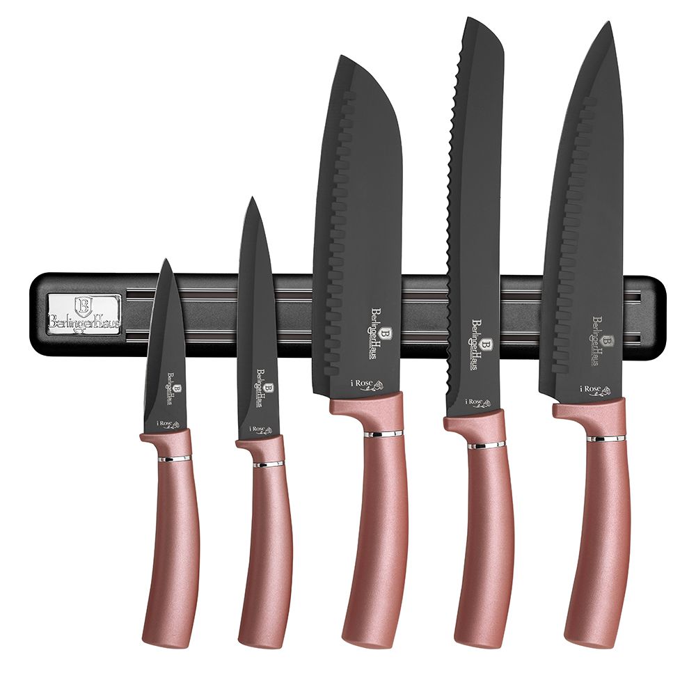 Berlinger Haus 6-Piece Knife Set with Magnetic Hanger - i-Rose Edition