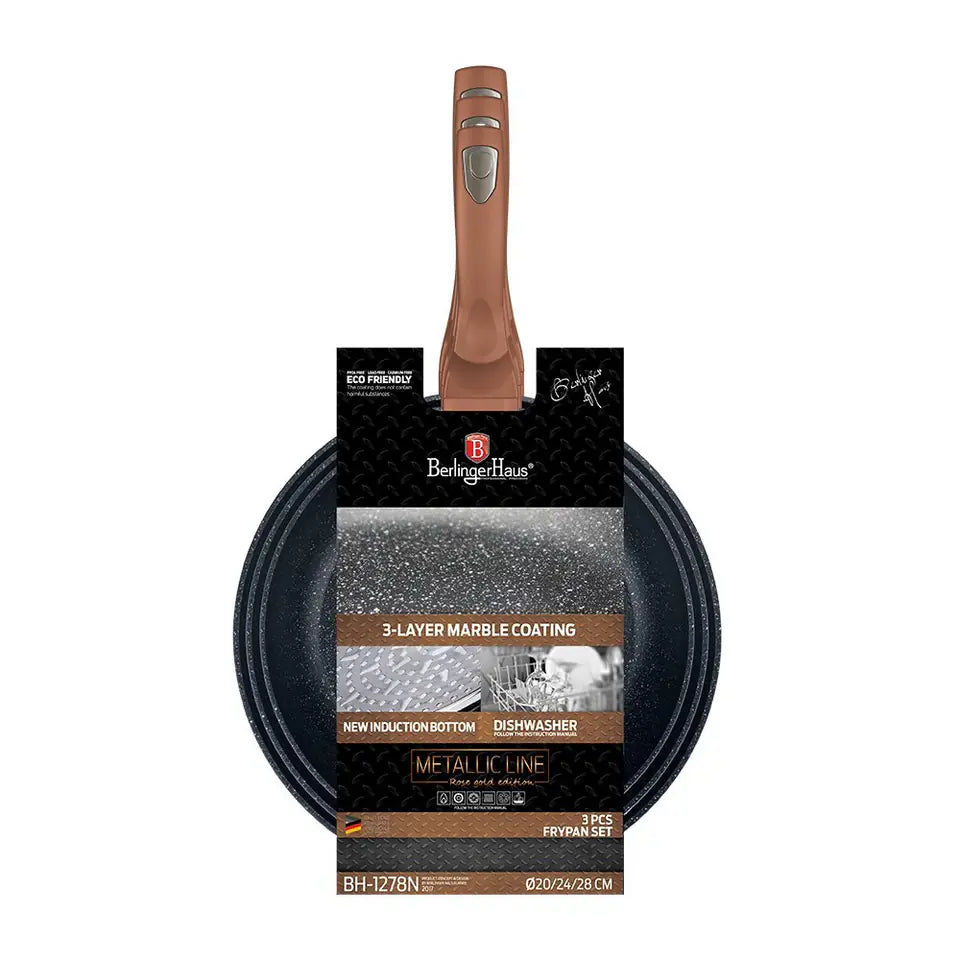 Berlinger Haus 3 Pcs Frypan Set - Metallic Line Rose Gold Edition