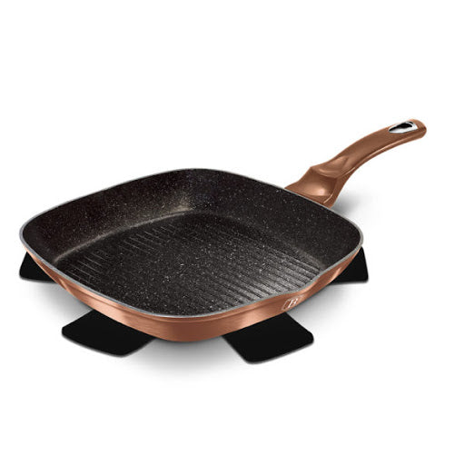 Berlinger Haus Grill pan 28 cm+ 1PC FREE PROTECTOR Rose Gold Collection