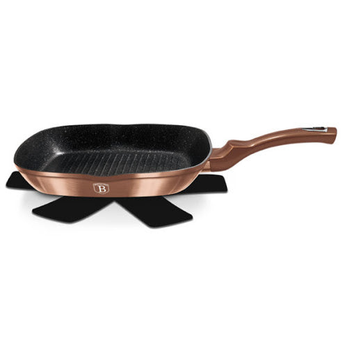 Berlinger Haus Grill pan 28 cm+ 1PC FREE PROTECTOR Rose Gold Collection