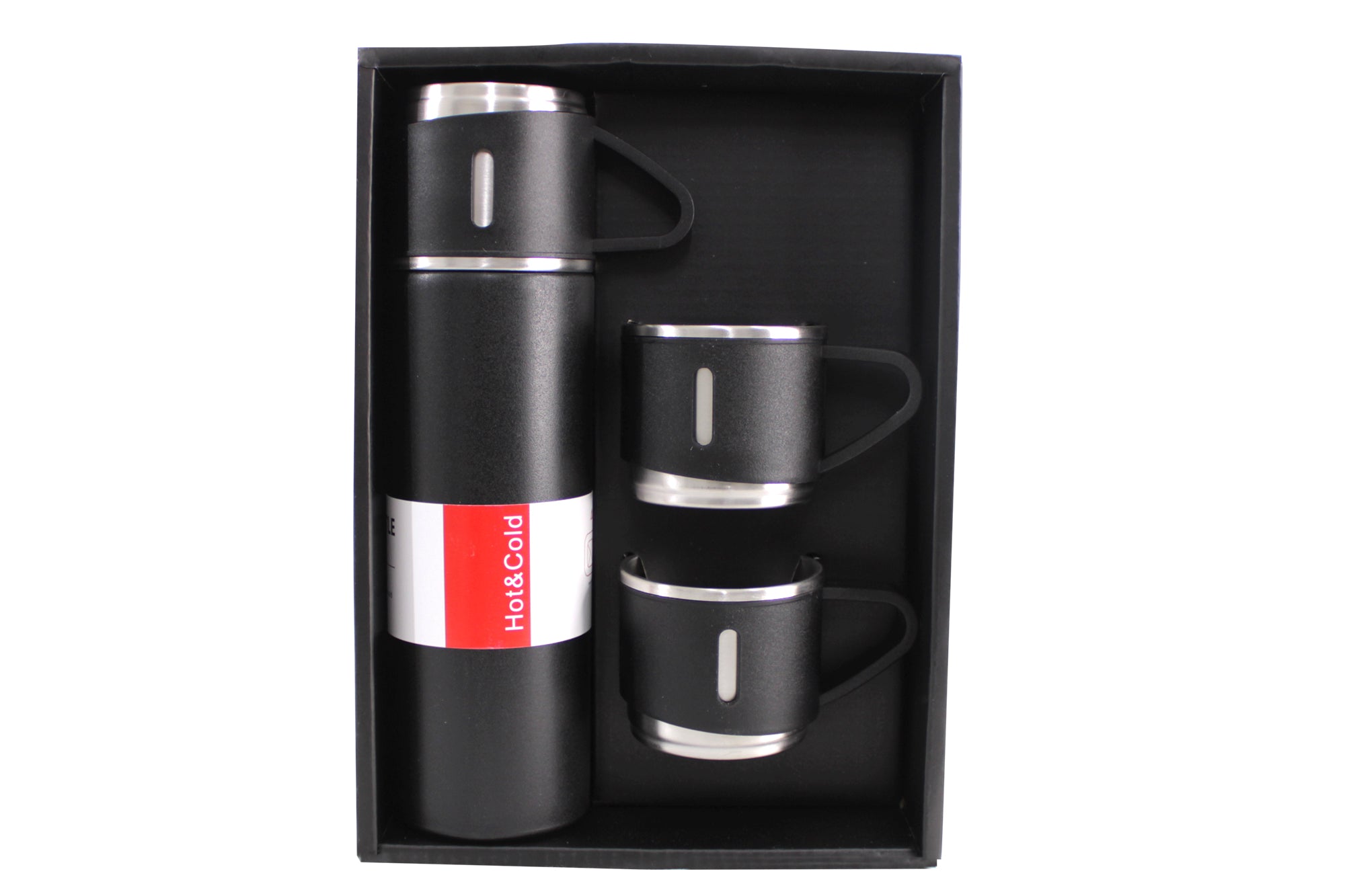 500ml Stainless Steel Double Wall Thermos Vacuum Flask & 3x 180ml Cups