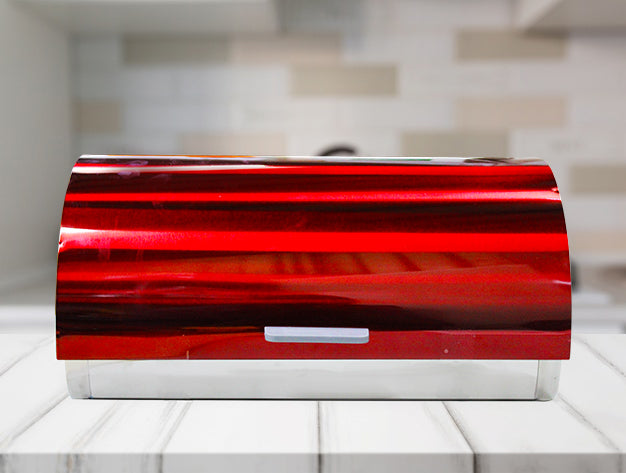 Polished Stainless Steel Bread Bins With Colored Lids