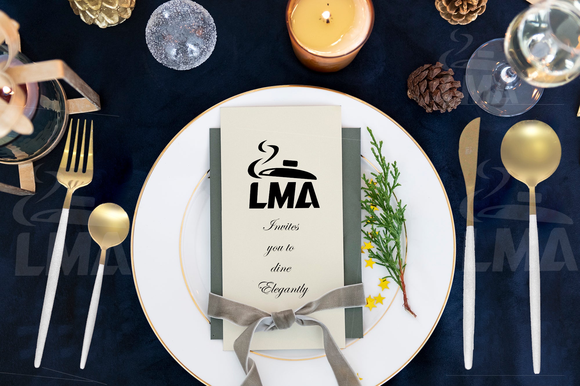 LMA 24 Piece Two-Tone Flatware Set In Elegant Noir Gift Box