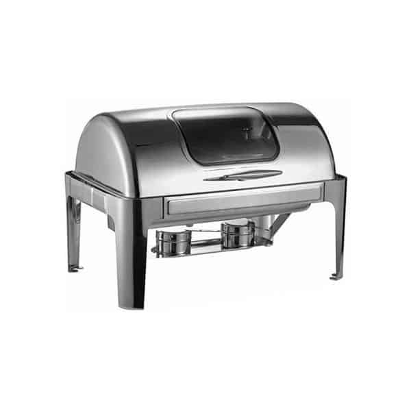 Rectangular Roll Top Stainless Steel 10 Liter Chafing Dish With Window Food Warmer