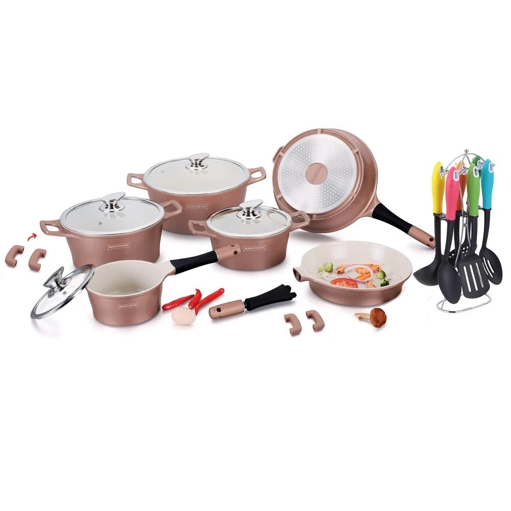 Royalty Line 21-piece Ceramic Coating Cookware Set - Copper