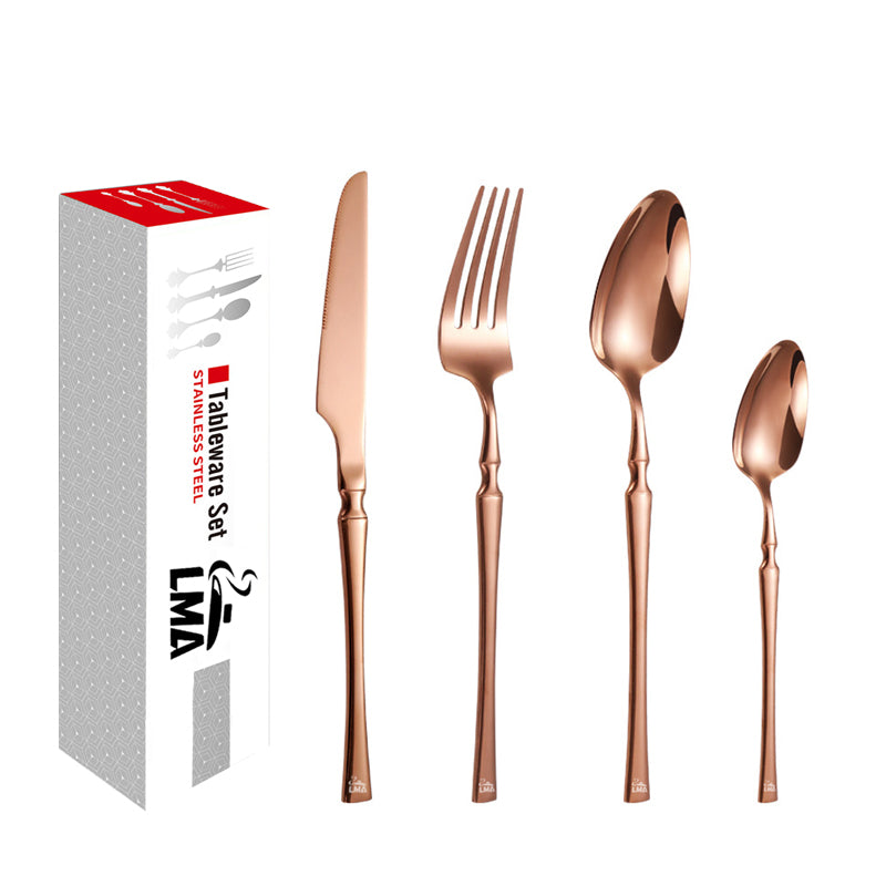 LMA Branded 24 Piece Modern Luxury Flatware Set