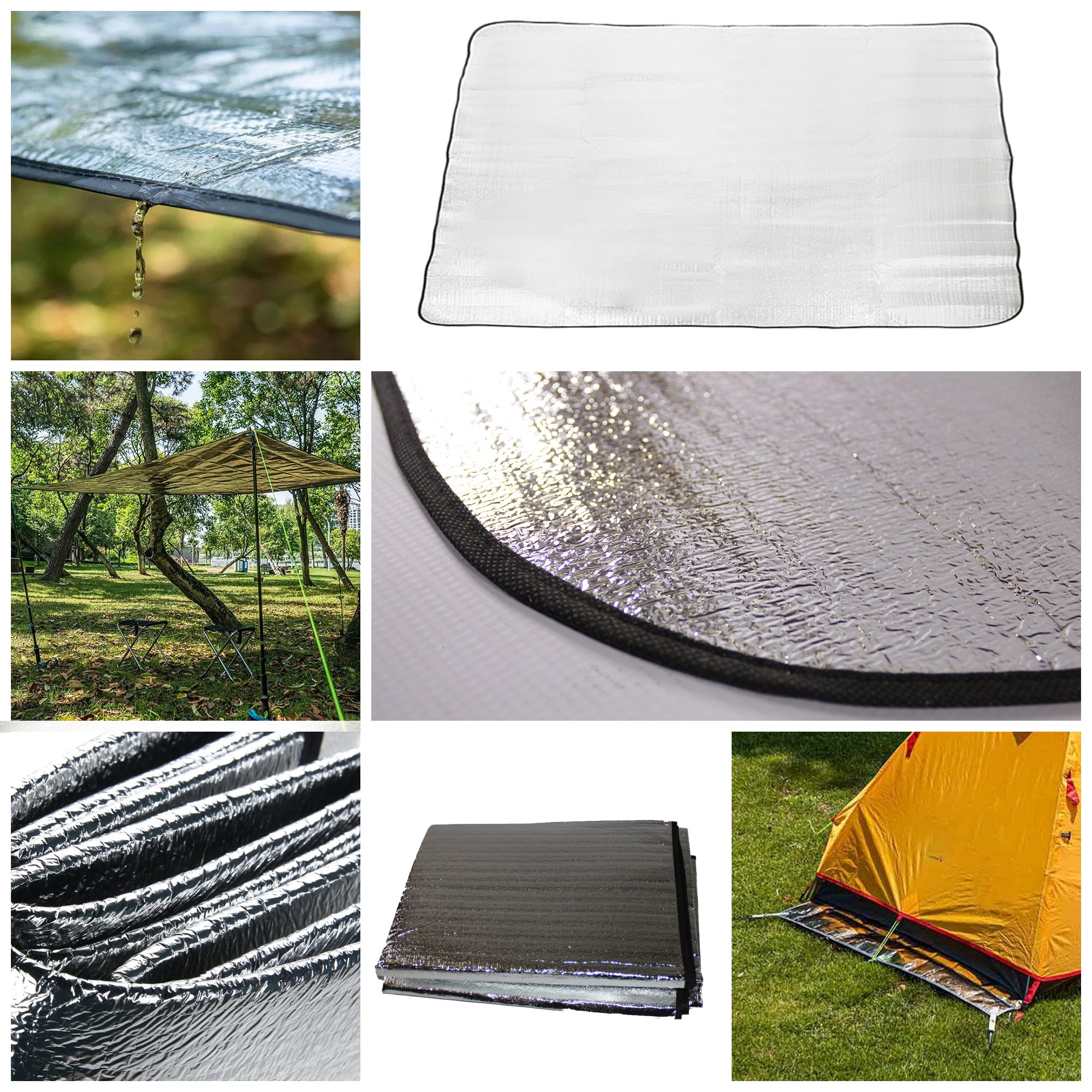 200x200cm Waterproof 3 Man Instant Tent & 190X190cm Foil & Foam Camping Mat