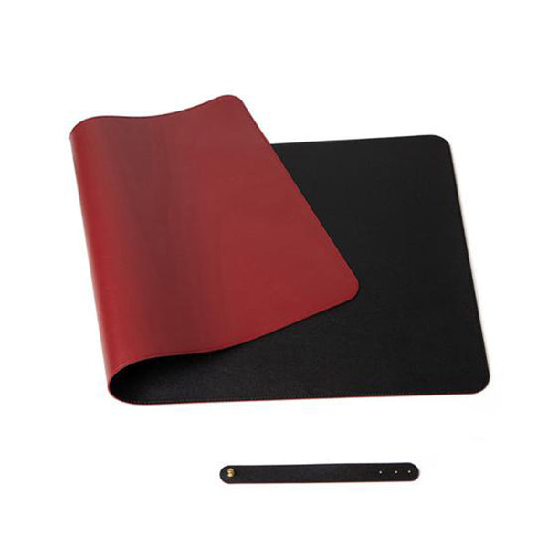 90x45cm Stain Resistant Double Sided Faux Leather Mouse Pad with Strap