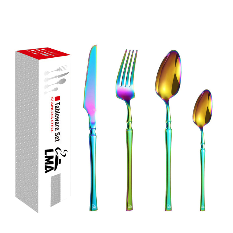 LMA Branded 24 Piece Modern Luxury Flatware Set