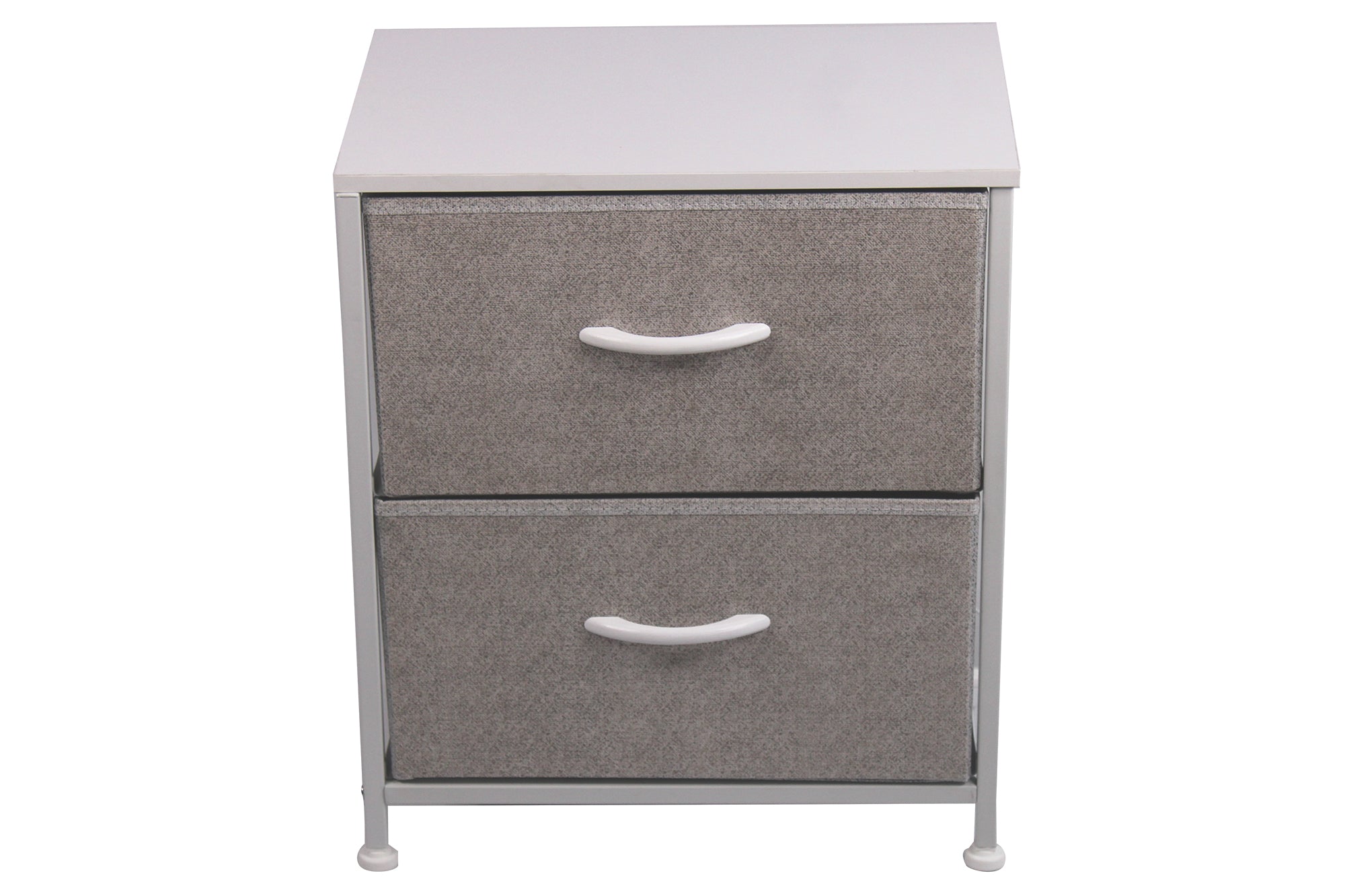 LMA Branded Economical Metal Frame & Fabric - 2 Drawer Cabinet WHT/GRY