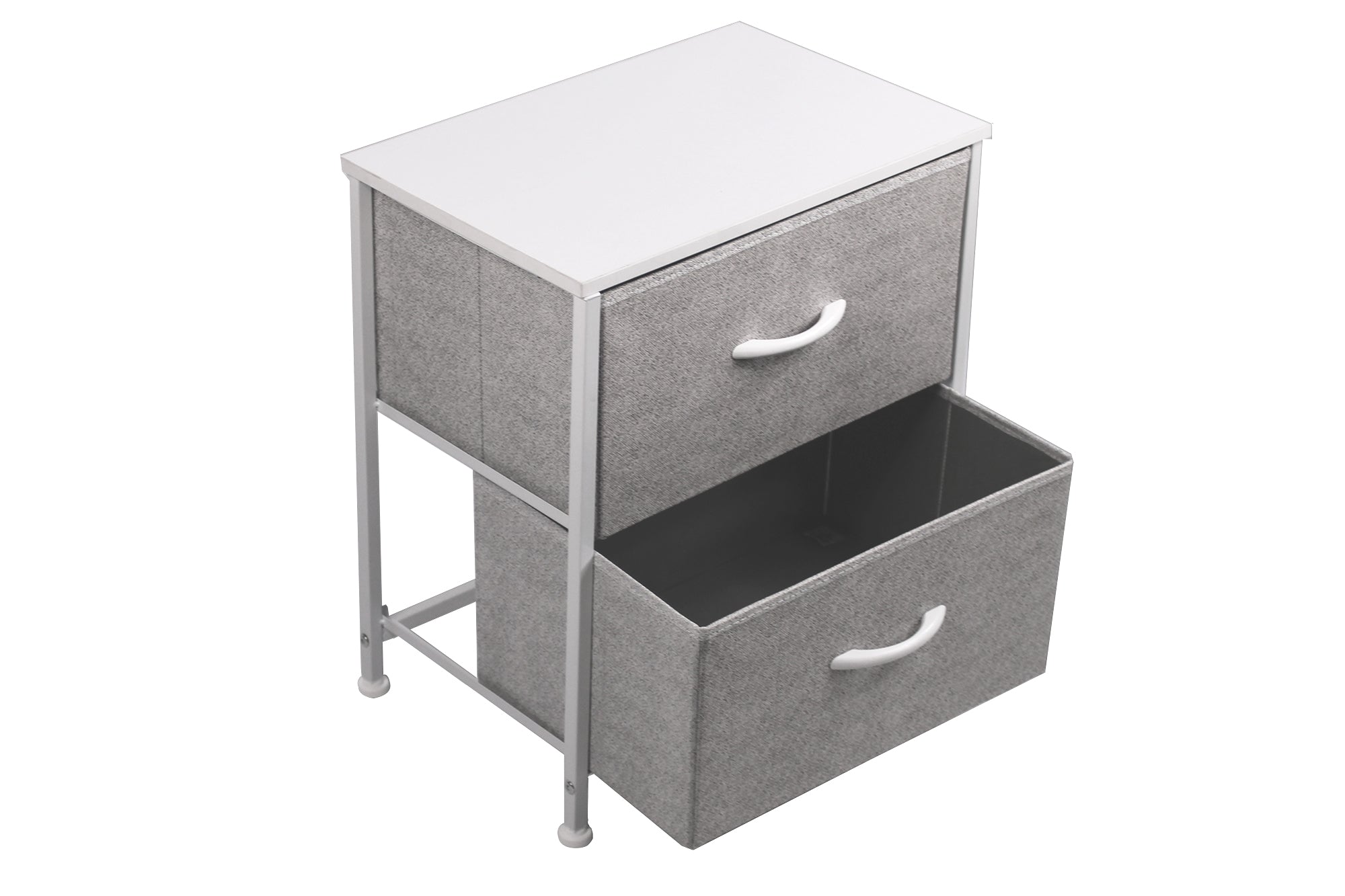 LMA Branded Economical Metal Frame & Fabric - 2 Drawer Cabinet WHT/GRY