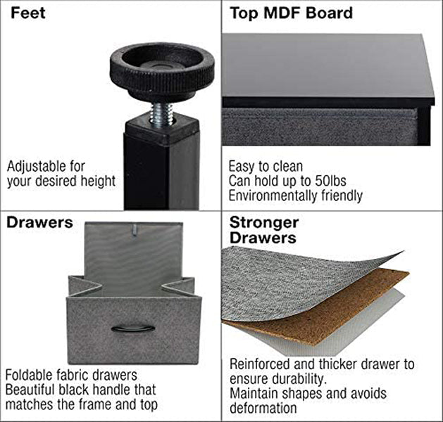 LMA Branded Economical Metal Frame & Fabric - 2 Drawer Cabinet