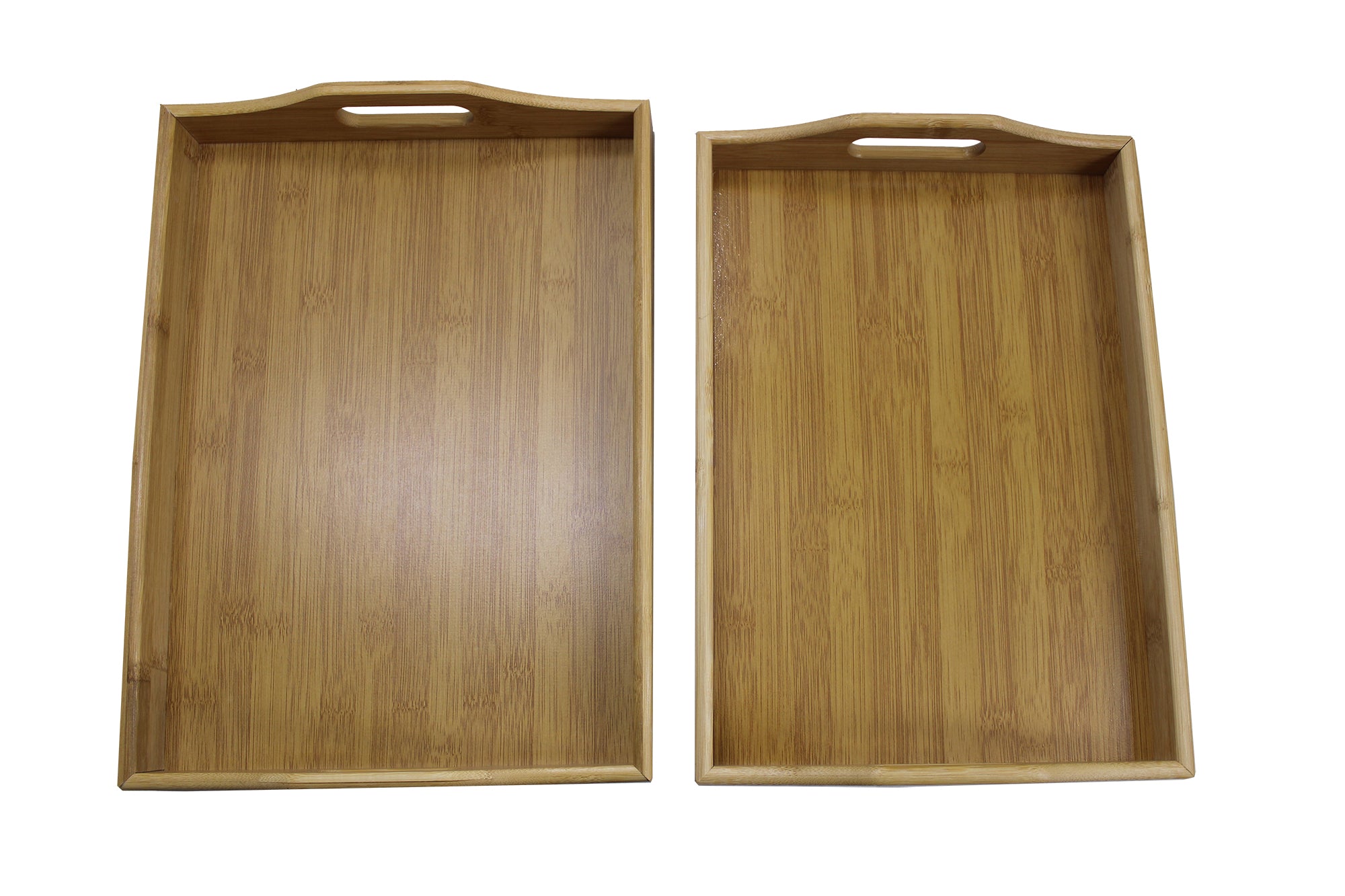 2 Piece Bamboo Serving Tray with  Handle Set - 39 x 29 and 36 x 26cm