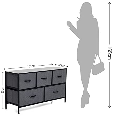 LMA Branded Economical Metal Frame & Fabric - 5 Drawer Low Cabinet