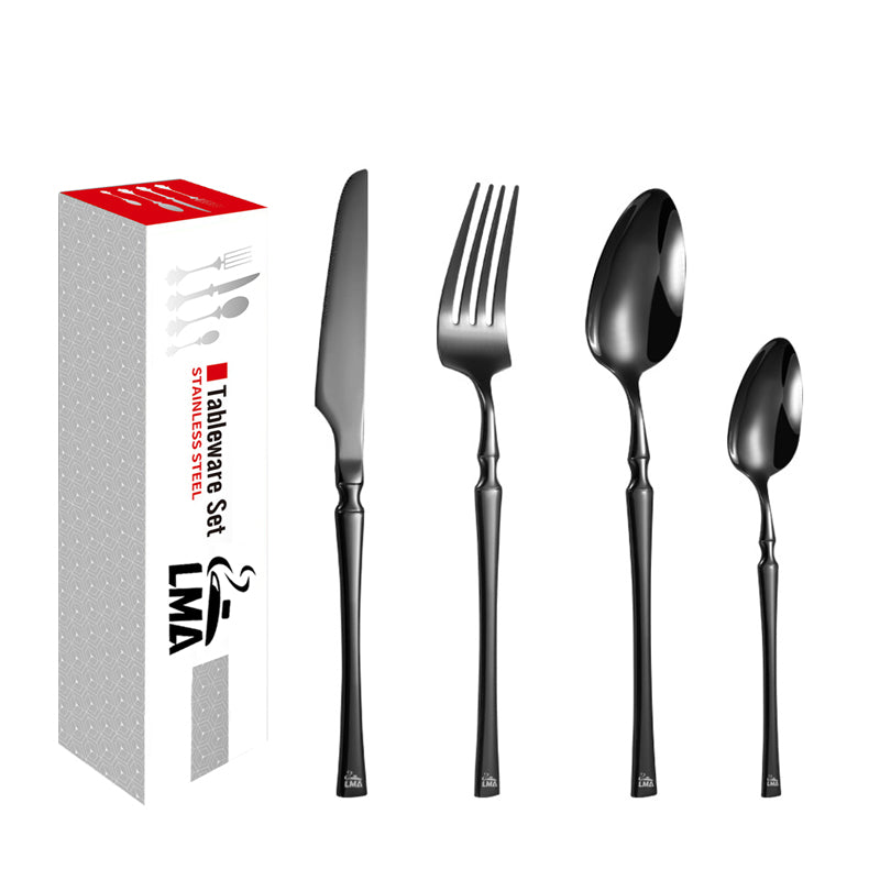 LMA Branded 24 Piece Modern Luxury Flatware Set