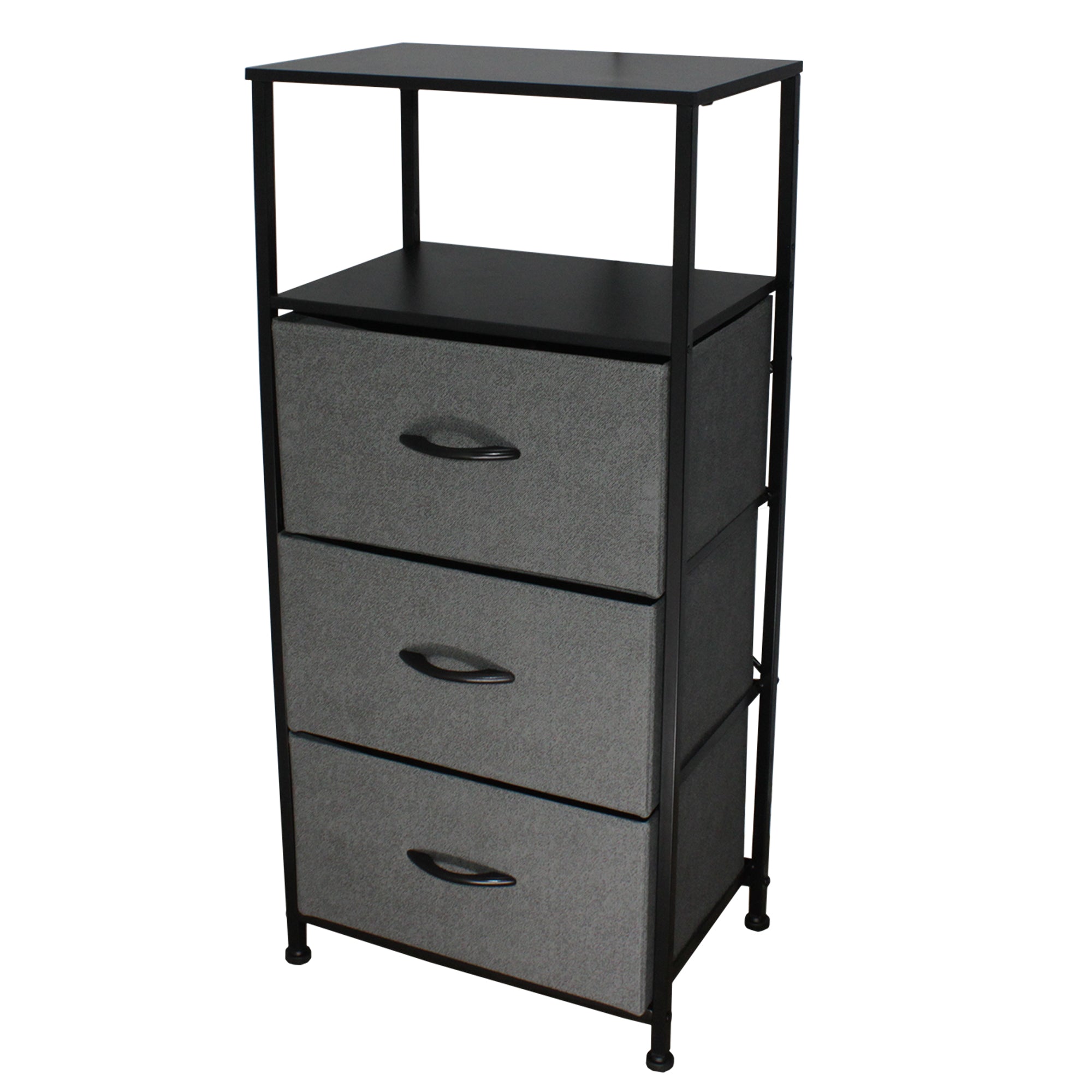 LMA Branded Economical Metal Frame & Fabric - 3 Drawer Cabinet BLK/GRY