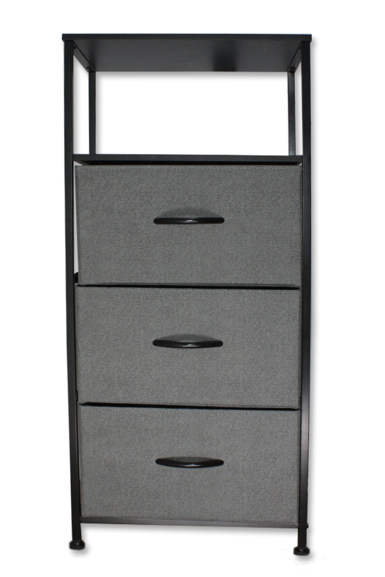 LMA Branded Economical Metal Frame & Fabric - 3 Drawer Cabinet BLK/GRY