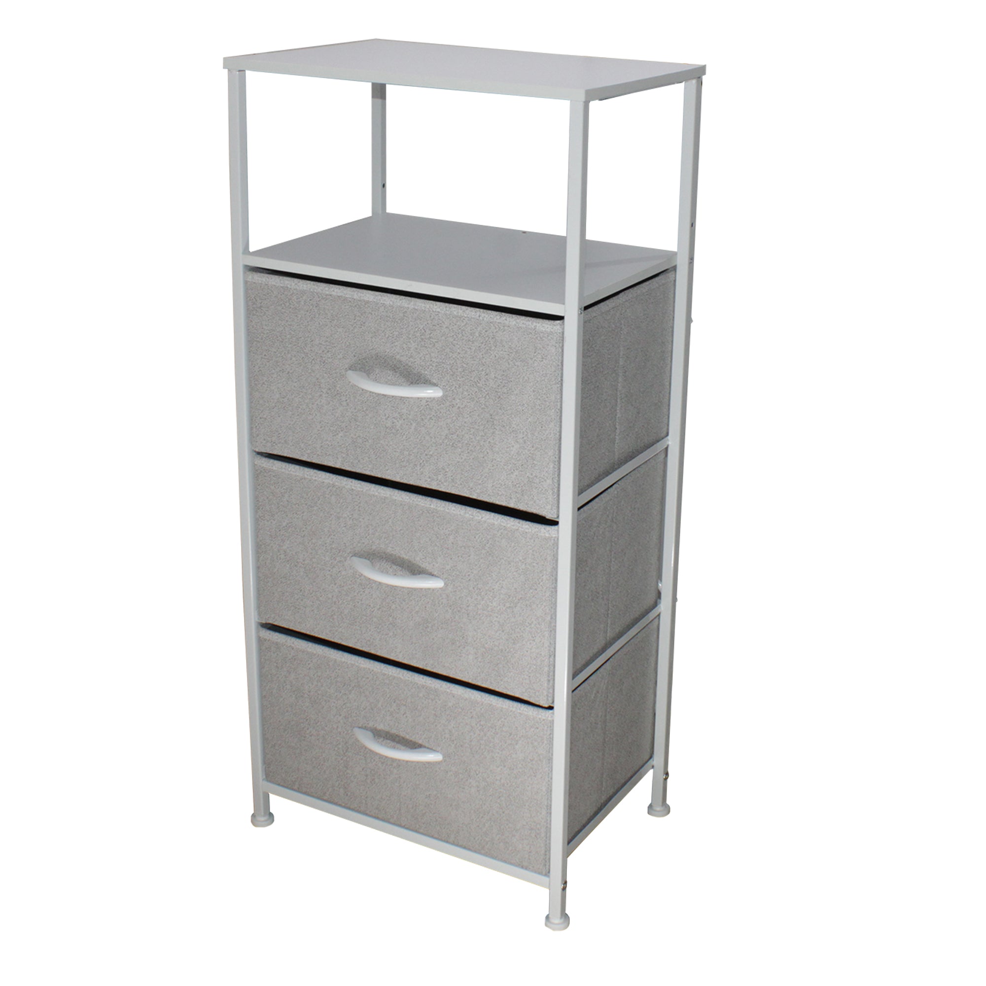LMA Branded Economical Metal Frame & Fabric - 3 Drawer Cabinet WHT/GRY