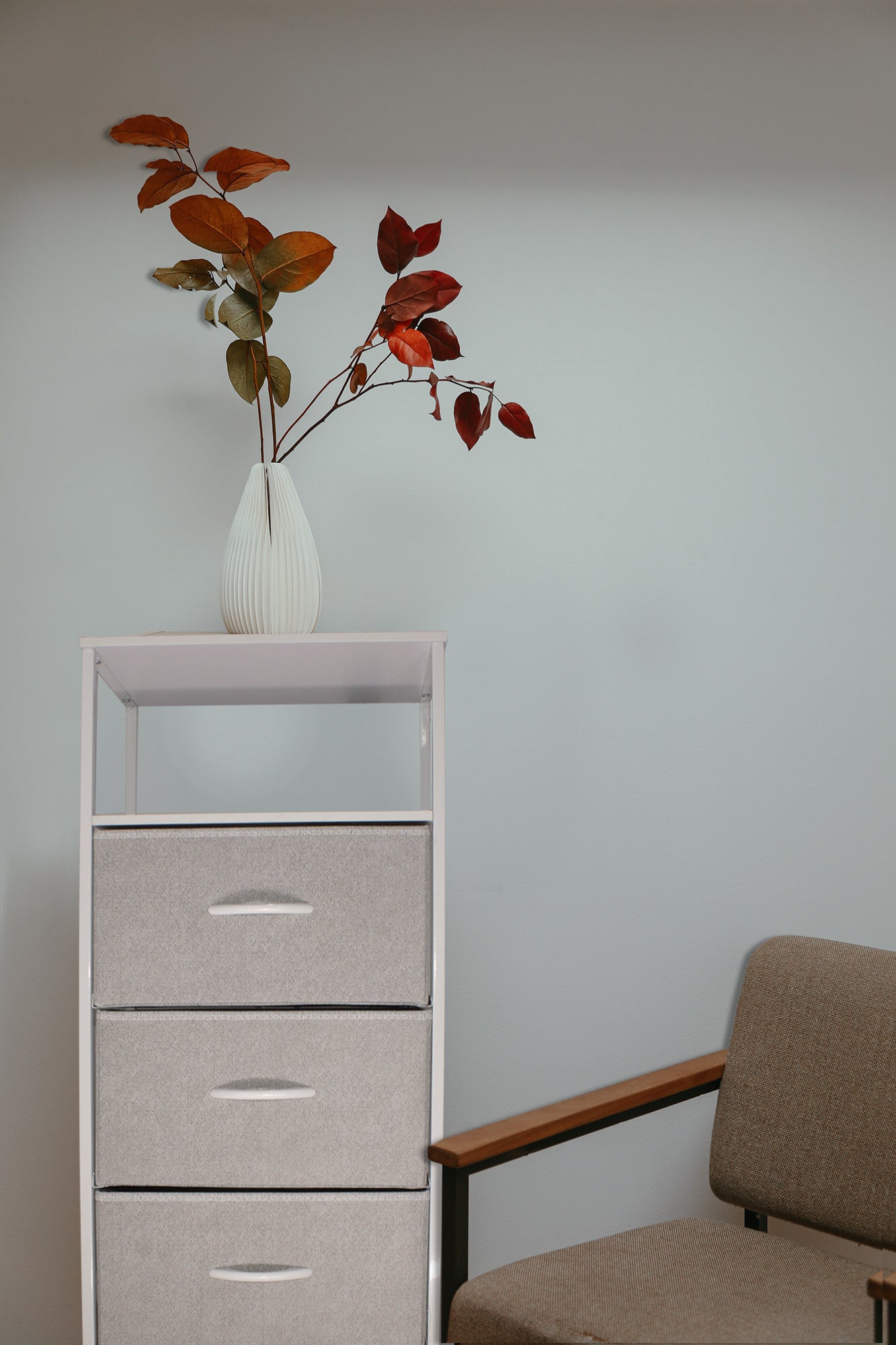 LMA Branded Economical Metal Frame & Fabric - 3 Drawer Cabinet WHT/GRY