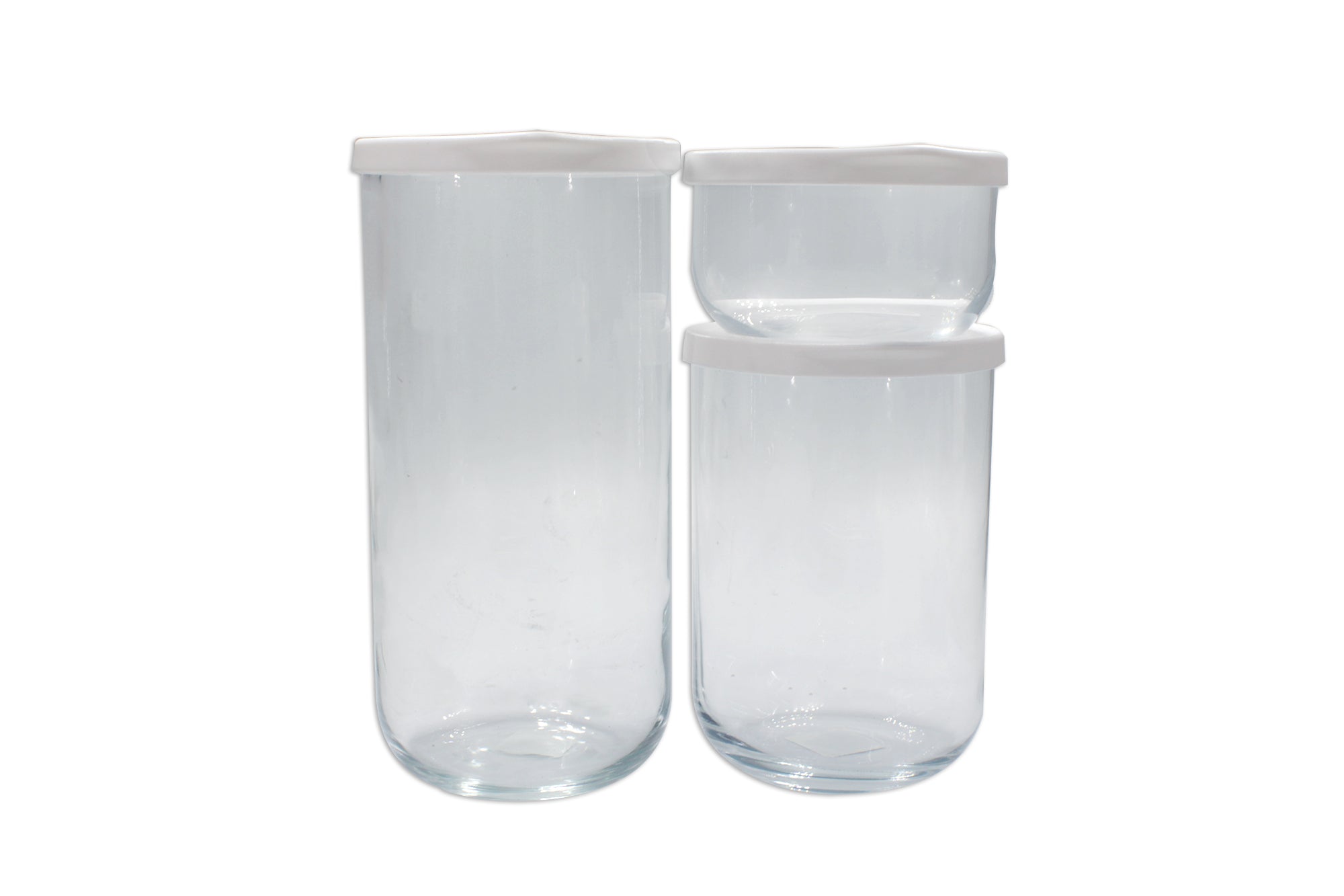 Stackable Glass Storage Jar Set with Airtight Silicon Lids - 3 Piece