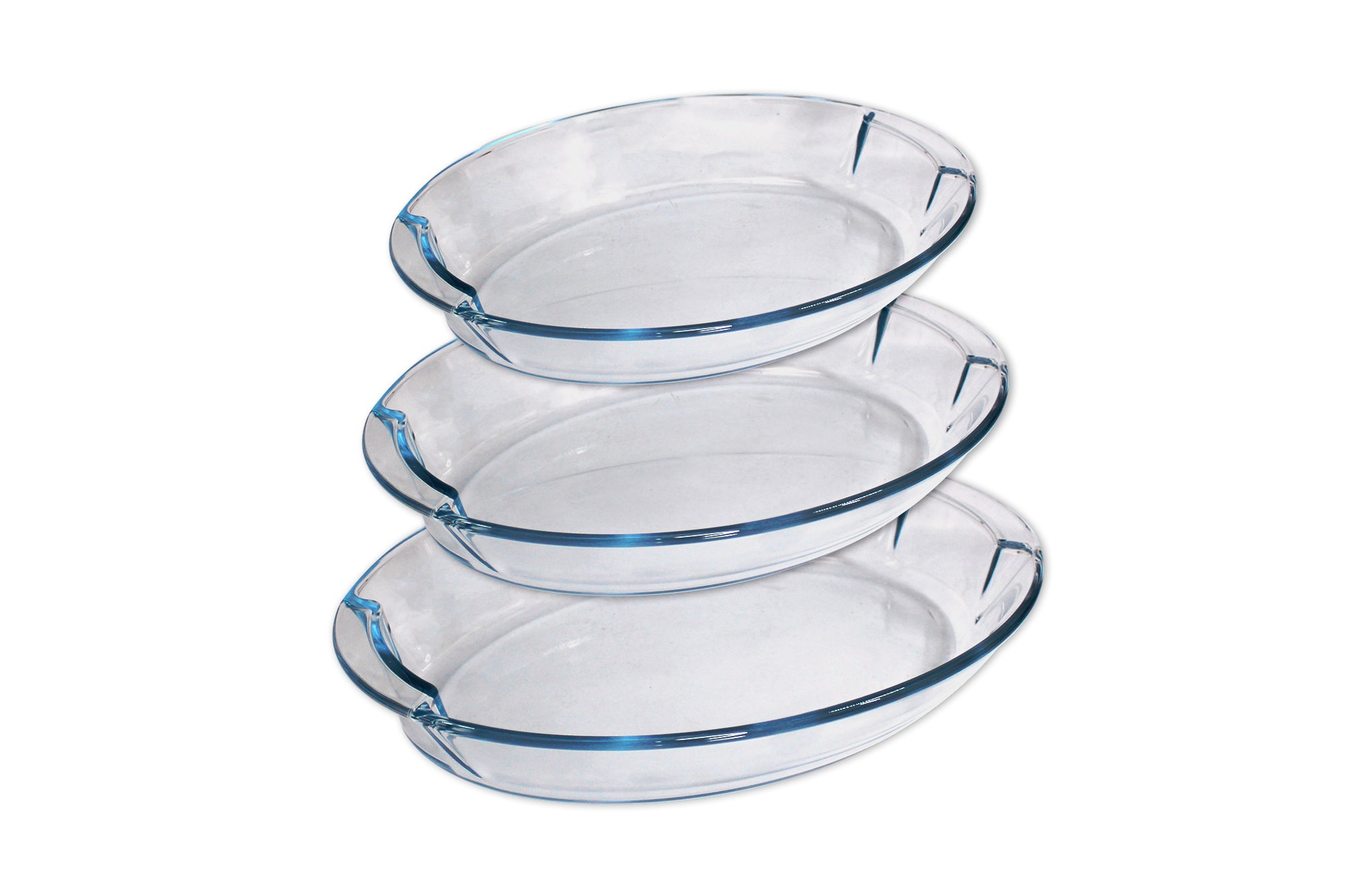 3 Pcs Oval Oven-Safe Glass Baking Roasting & Casserole Dish Set 1/1.4/2.2L