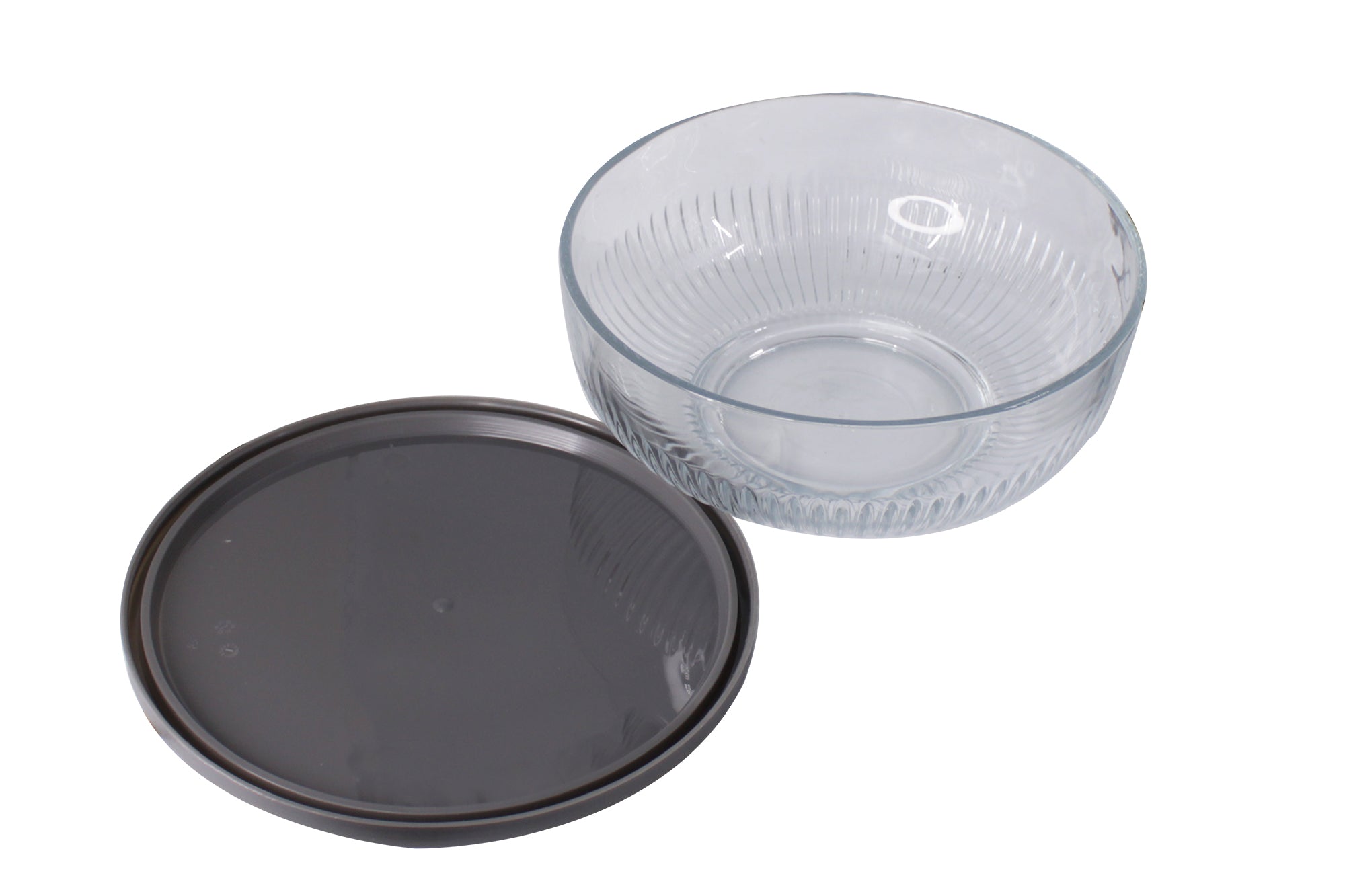 3 Piece Nesting Cut Glass Bowl Set with Silicon Lids - 8, 1.2, & 2.2L