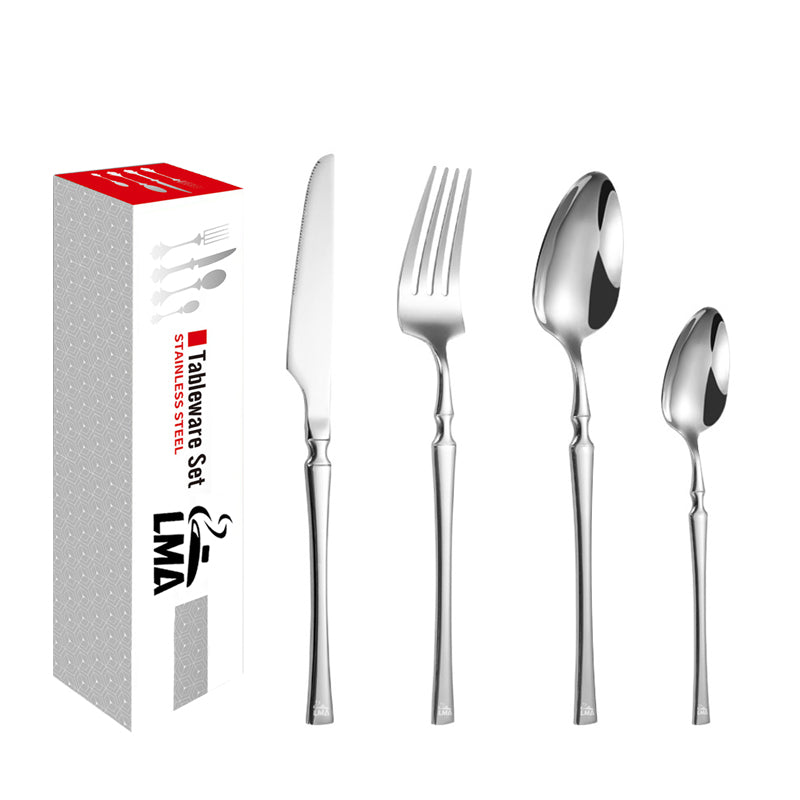 LMA Branded 24 Piece Modern Luxury Flatware Set