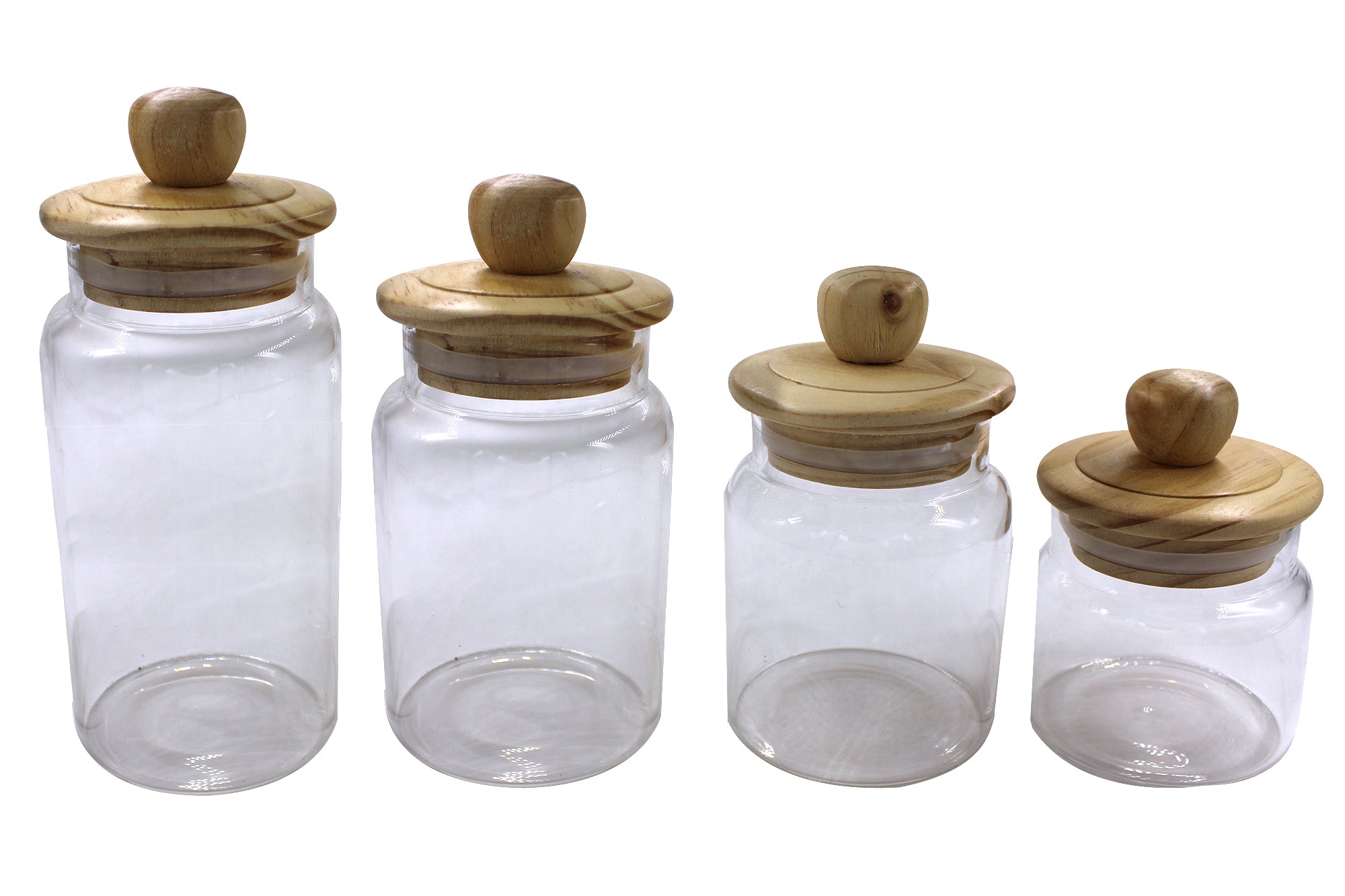 4 Piece Airtight Glass Heritage Canister Jars with Bamboo Lids